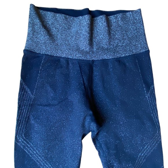 NWOT Athleta Twilight Sparkly Leggings Navy Silver Active Athleisure-M - Picture 9 of 12